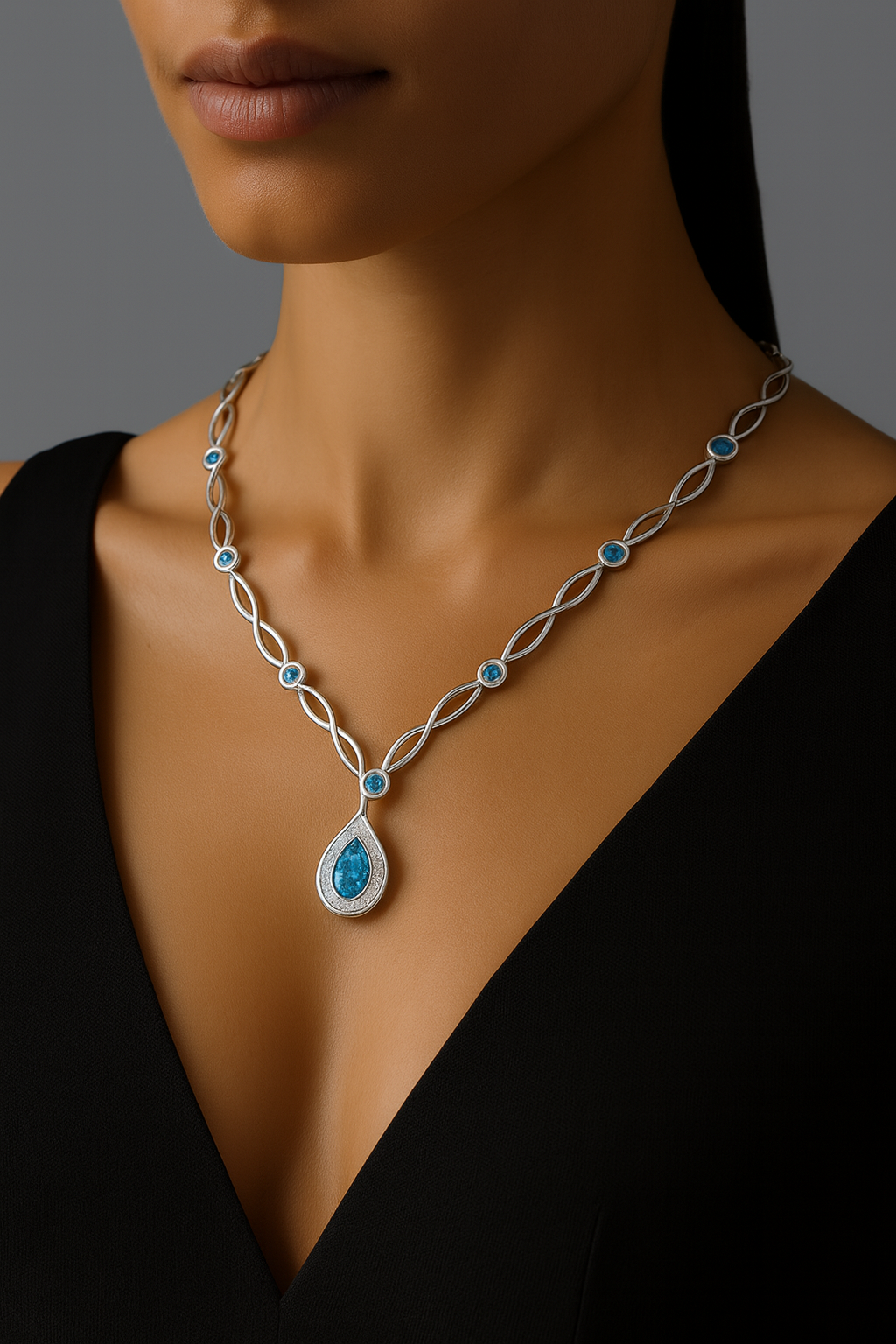 Drop Pendant Necklace on Model